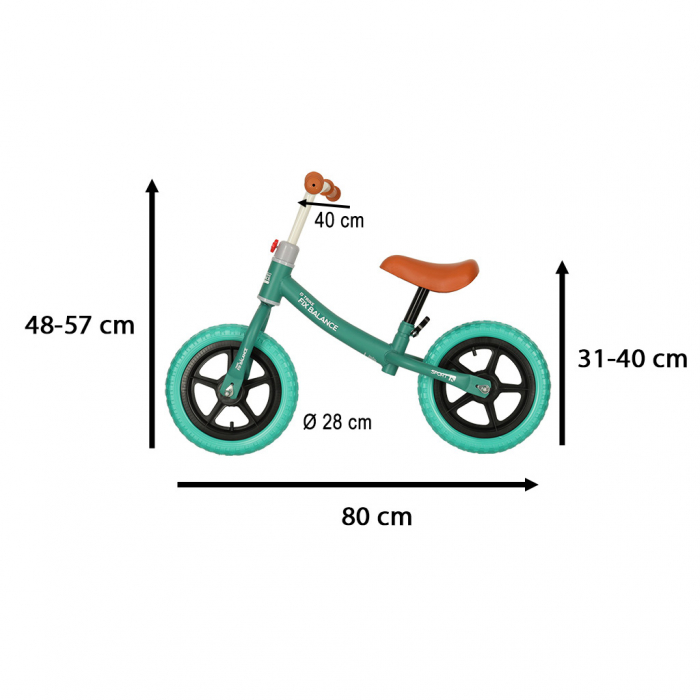 Bicicleta fara pedale pentru copii 80x40x57 cm, reglabila, roti din spuma, 1.8 kg, turcoaz [2]