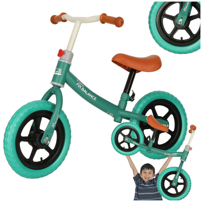 Bicicleta fara pedale pentru copii 80x40x57 cm, reglabila, roti din spuma, 1.8 kg, turcoaz [6]