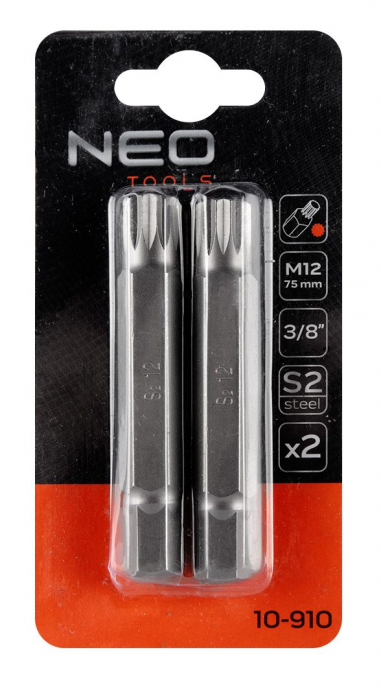 Bit tip "spline" M12x75mm, S2- 2 buc 10-910 NEO [2]
