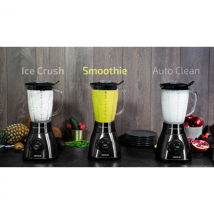 Blender Cecotec Power Black Titanium 1800 Smart, 1800 W, Zdrobire gheata, Bol sticla, Filtru pentru sucuri, 22000-rpm [3]
