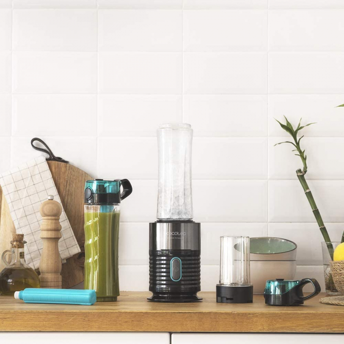 Blender Smoothie 2 in 1 Cecotec Power Titanium 650 FreshGo Inox, 650W, 2 recipiente portabile, 1 recipient rasnita [2]