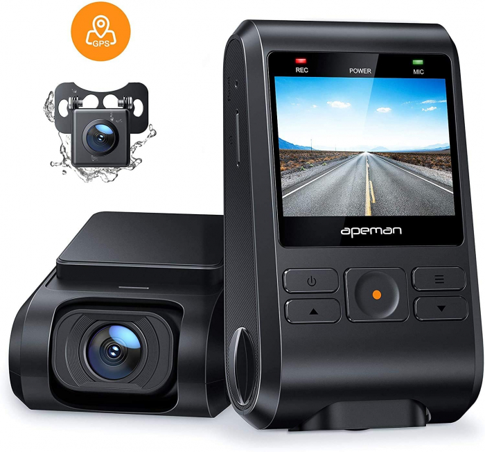 Camera auto DVR  Dubla Apeman C550, Full HD,  Bord si Spate, Unghi 170 grade, Detector miscare, WDR, G-Sensor, Mod parcare, Filmare in bucla [1]