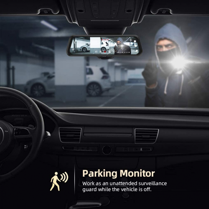 Camera auto DVR Dubla Oglinda VanTop H609, FullHD, Bord si Spate, Touch-Screen, Unghi 170 grade, G Senzor, Display 10   IPS [5]