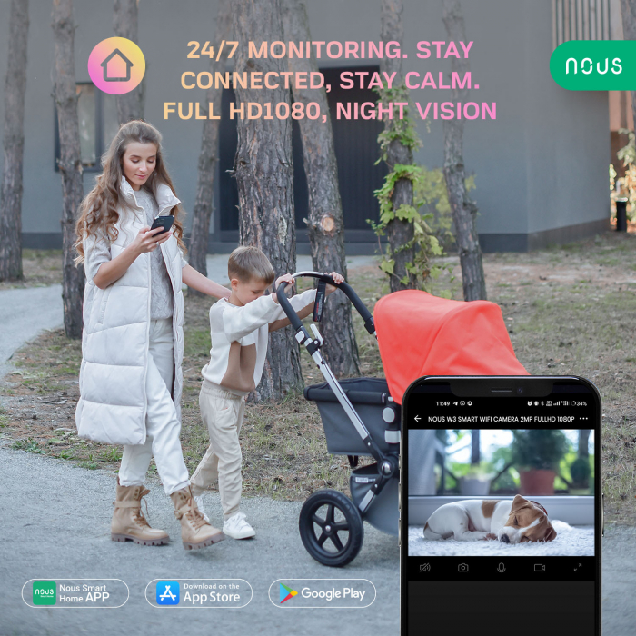 Camera de supraveghere IP WIFI NOUS W3 Smart, Interior, Full HD, 2MP, Night vison [4]