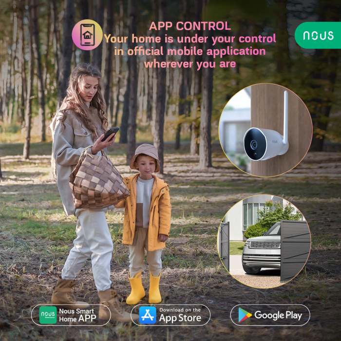 Camera de supraveghere IP WIFI NOUS W7P Smart, Exterior, 3MP, Detectare micare, Night vision [3]