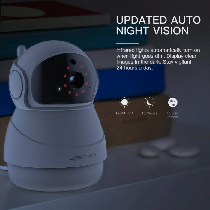 Camera supraveghere Wireless Apeman ID73, Full HD, Infrarosu, Alarma, Conectare Telefon [2]