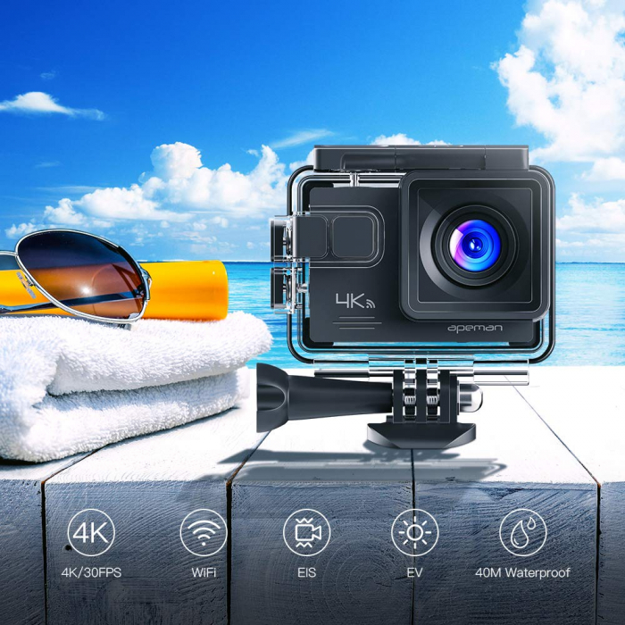Camera video sport Apeman A79, 4K, Wi-Fi, HDMI, Accesorii incluse, waterproof 40m, 2-inch, 2 Acumulatori, Telecomanda [4]