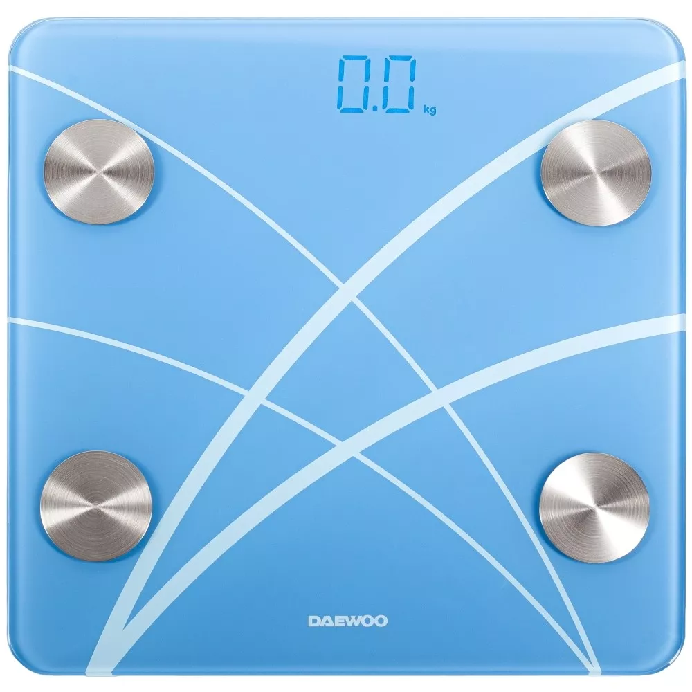 Cantar electronic de persoane Daewoo DBS180B, 180 kg, display LED, Bluetooth, auto on/off, sticla, albastru [2]