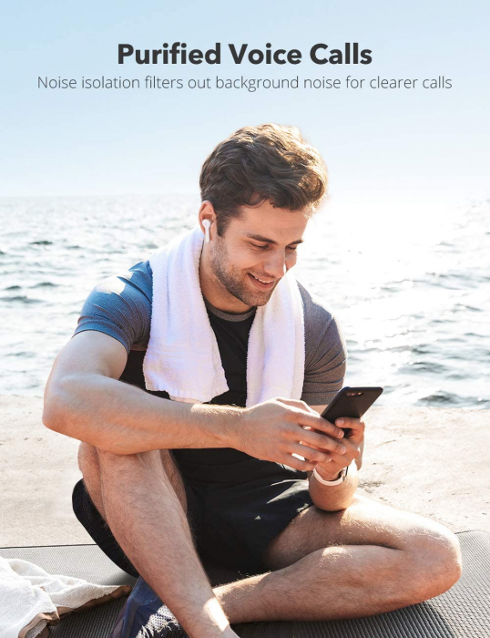 Casti audio In-Ear Taotronics TT-BH53 SoundLiberty , True Wireless, Bluetooth 5.0, TWS - Alb [2]