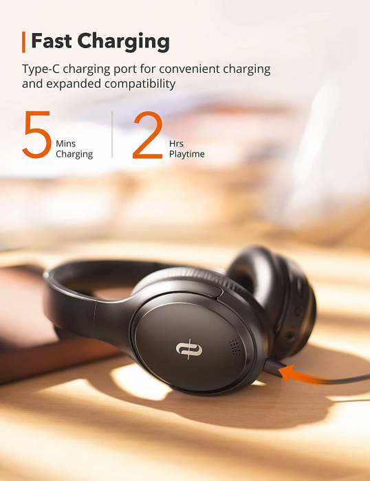 Casti audio TaoTronics TT-BH090, Hybrid Active Noise Canceling, Bluetooth 5.0, Bas puternic,True Wireless, Autonomie 35 ore [4]