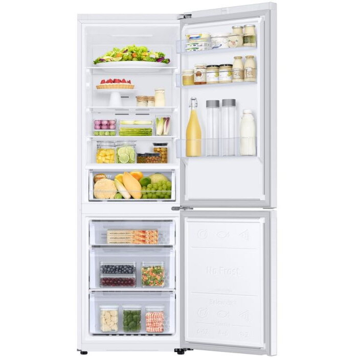 Combina frigorifica Samsung RB34C600DWW/EF, 344 l, Clasa D, Total No Frost, Compresor Digital Inverter, Iluminare LED, Afisaj intern, WiFi, AI Energy, H 185 cm, Alb [4]
