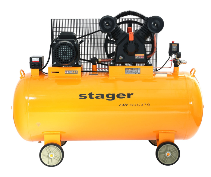 Compresor aer, 370L, 10bar, 600L/min, trifazat, angrenare curea Stager Air 60C370 [2]