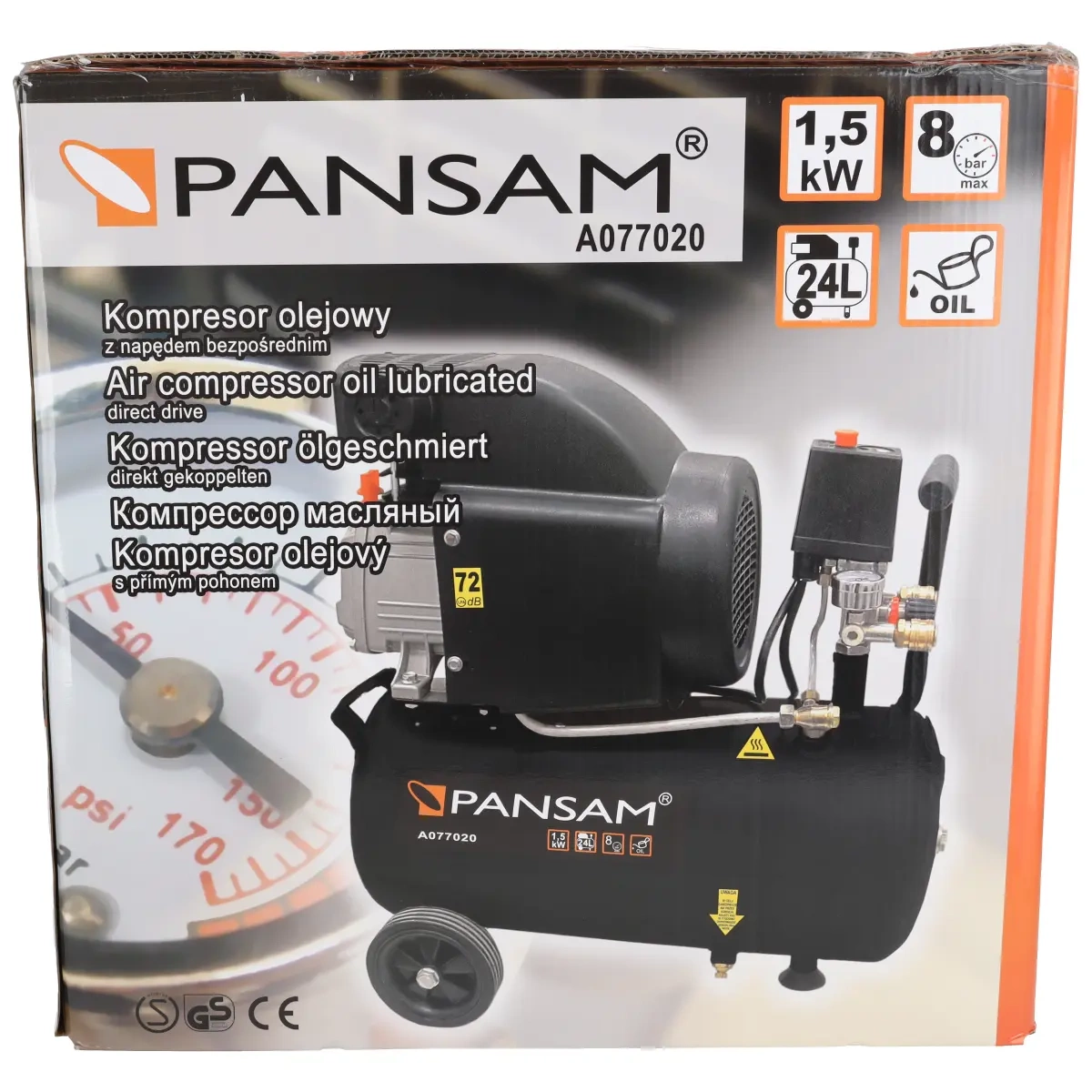 Compresor cu rezervor 24L Pansam , 1500 W 8 Bari [2]