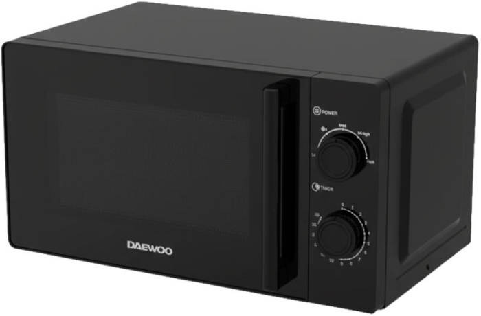Cuptor cu microunde Daewoo KOR-6M20BK, control mecanic, 20 litri, putere 700 W, 5 niveluri de putere, farfurie interioara de 24,5 cm, Negru [2]
