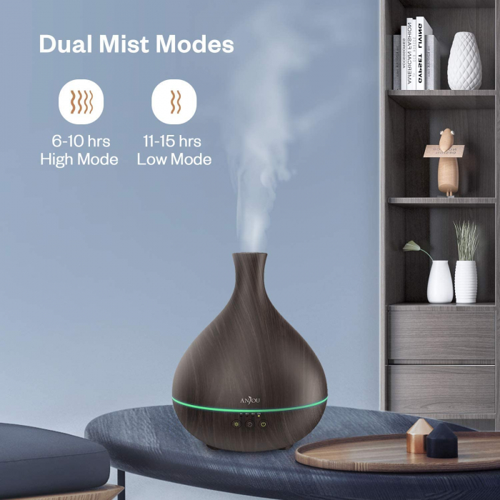 Difuzor aroma cu Ultrasunete Anjou AJ-AD012, 500ml, LED, oprire automata - Wenge [2]