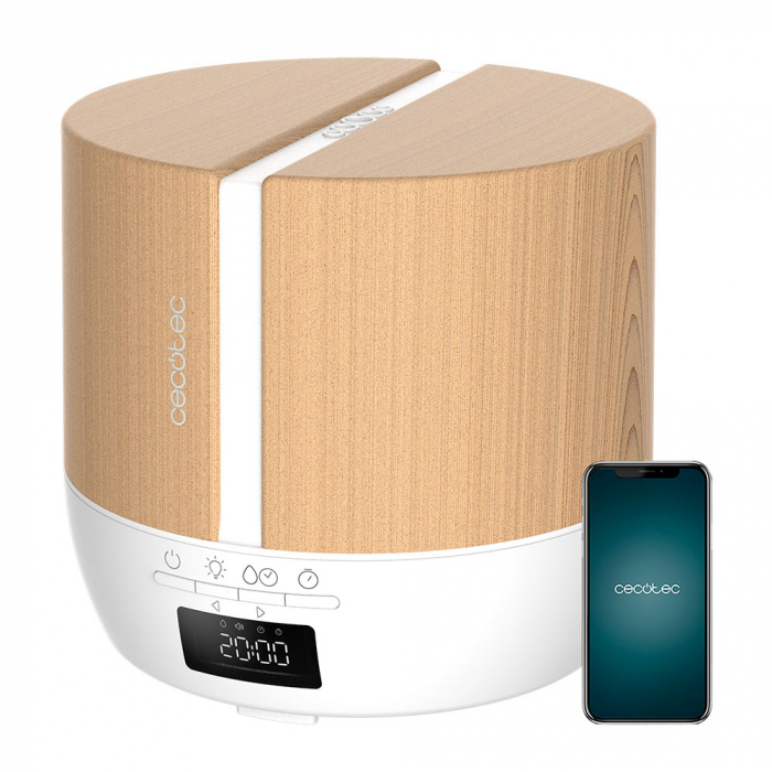 Difuzor aroma cu Ultrasunete Smart Cecotec PureAroma 550 Connected, control din Smartphone, 7 culori LED, boxa incorporata - Stejar [1]