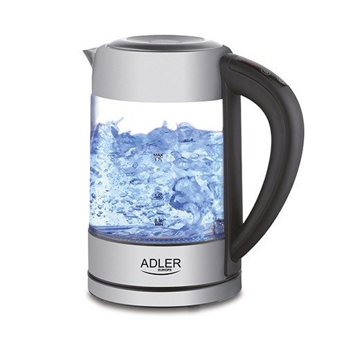 Fierbator ADLER AD 1247 cu reglare temperatura, 2200wati,1.7l, sticla,leduri iluminare,negru inox [1]