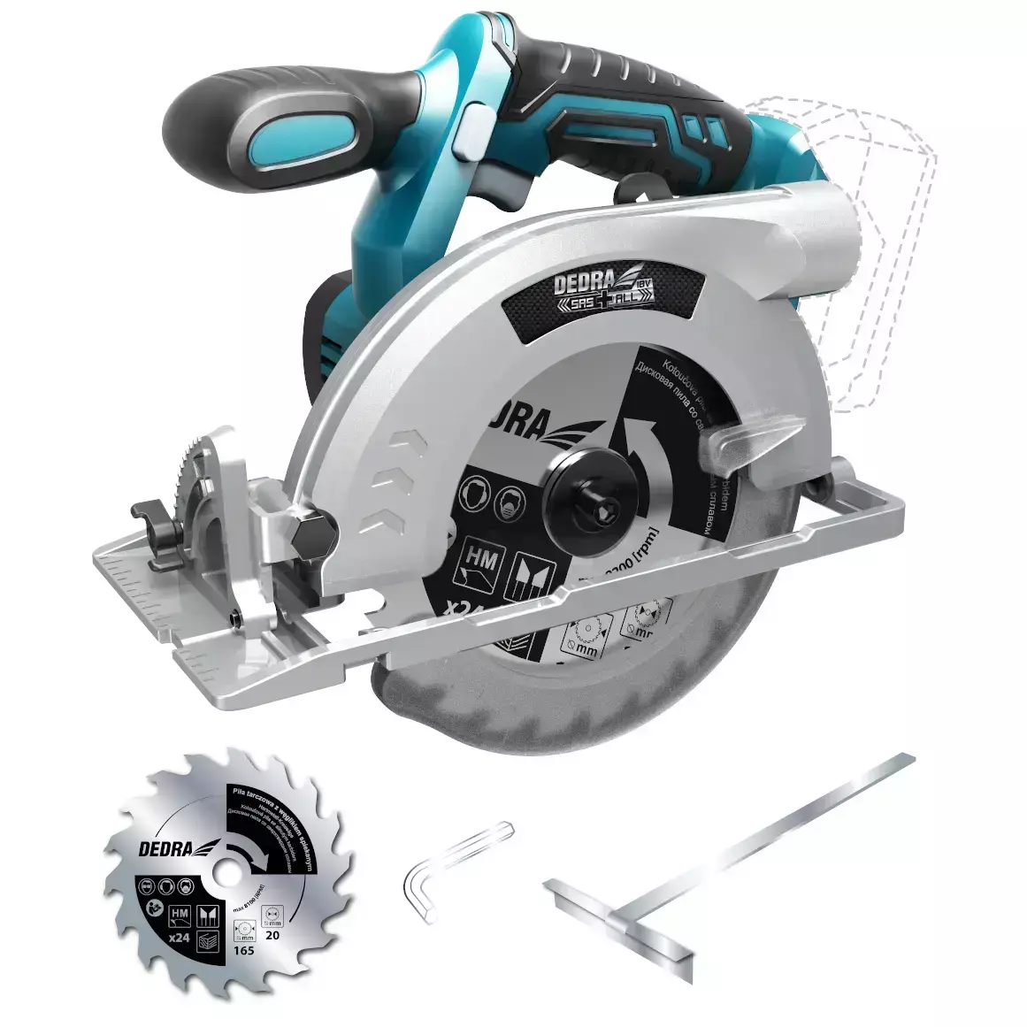 Fierestrău circular de mana cu acumulator 18V, 165mm, 4200 RPM, DEDRA SAS+ALL DED7064 [2]