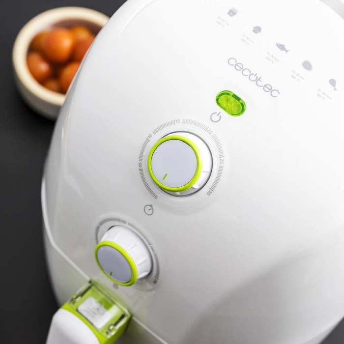 Friteuza cu aer cald, fara ulei, Cecotec Cecofry Compact Rapid, 900 W, 1.5 L, timer si termostat reglabil, tehnologie PerfectCook - Alba [5]