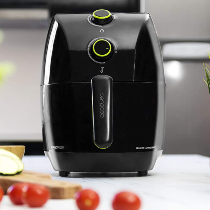 Friteuza cu aer cald, fara ulei, Cecotec Cecofry Compact Rapid Black, 900 W, 1.5 L, timer si termostat reglabil, tehnologie PerfectCook - Negru [2]