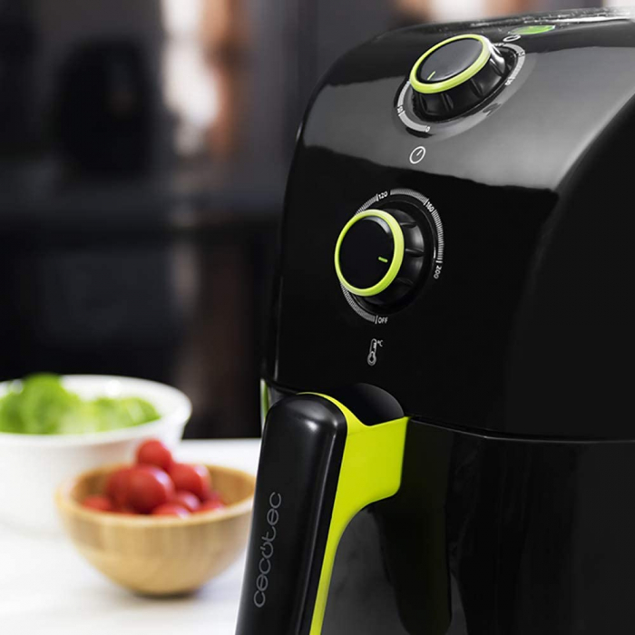 Friteuza cu aer cald, fara ulei, Cecotec Cecofry Compact Rapid Black, 900 W, 1.5 L, timer si termostat reglabil, tehnologie PerfectCook - Negru [3]