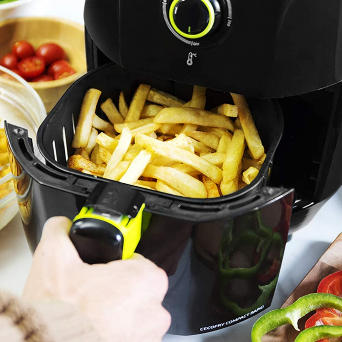 Friteuza cu aer cald, fara ulei, Cecotec Cecofry Compact Rapid Black, 900 W, 1.5 L, timer si termostat reglabil, tehnologie PerfectCook - Negru - Resigilat [4]