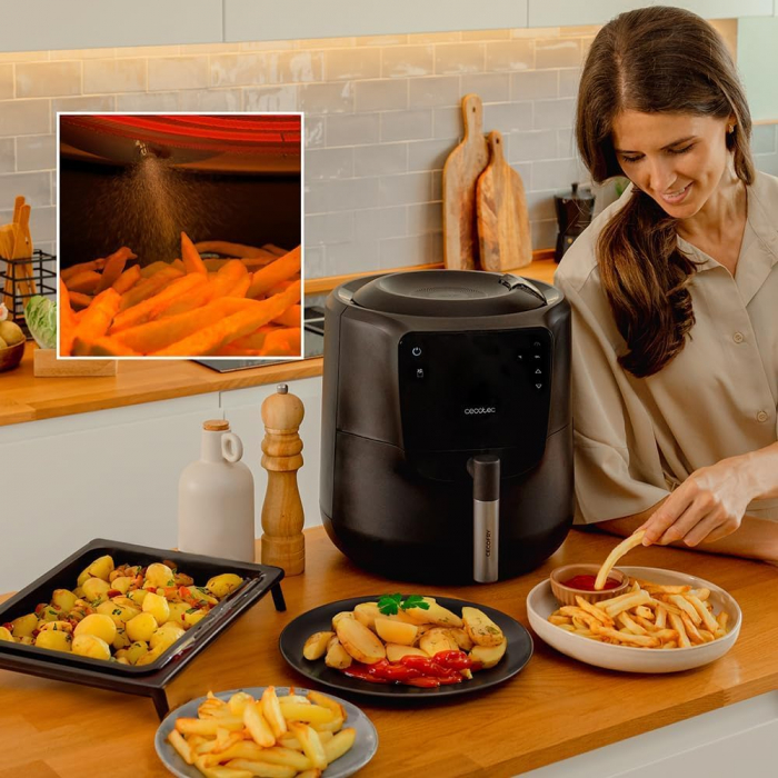 Friteuza cu aer cald, fara ulei Cecotec Cecofry Rain, Pulverizator, 1550W, 5.5L, Control tactil, 8 Programe, Pulverizare automata si manuala cu 7 niveluri [3]