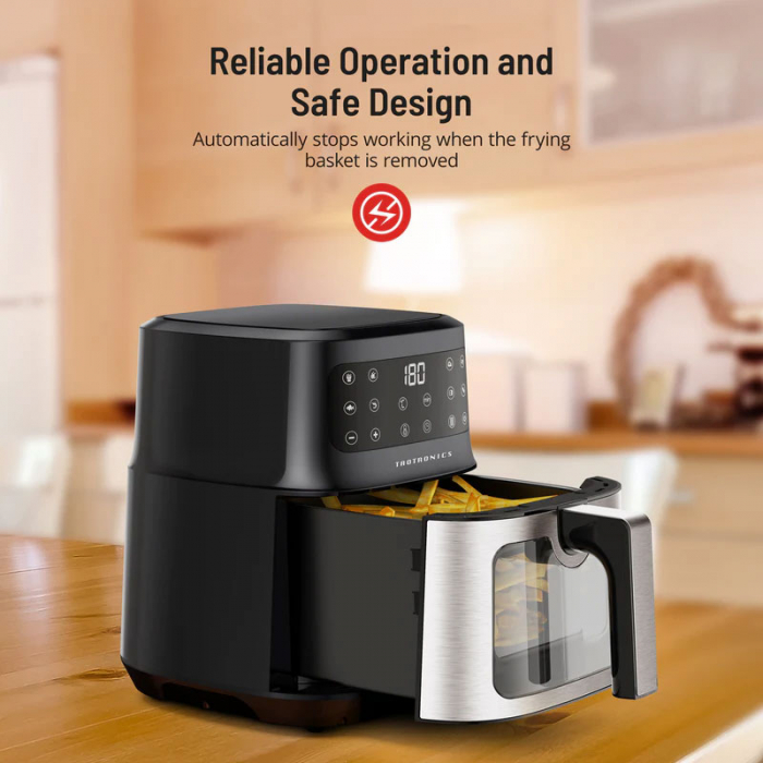 Friteuza cu aer cald, fara ulei TaoTronics TT-AF011 Air Fryer, 1200W, 5L, Geam transparent, Control tactil, 8 Programe Presetate - Resigilat [4]