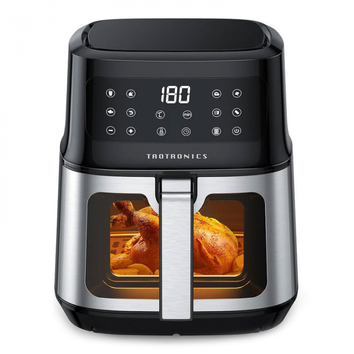 Friteuza cu aer cald, fara ulei TaoTronics TT-AF011 Air Fryer, 1200W, 5L, Geam transparent, Control tactil, 8 Programe Presetate - Resigilat [1]