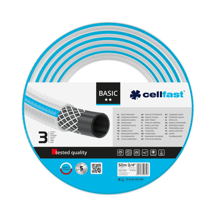 Furtun pentru gradina Cellfast BASIC cu 3 straturi, 3 4  , Armat, 50m, protectie UV [1]