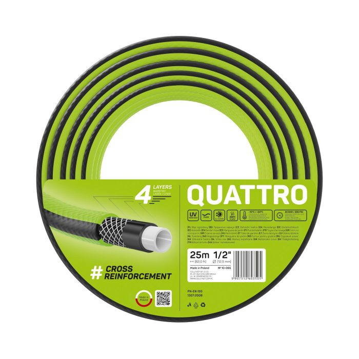 Furtun pentru gradina Cellfast QUATTRO  cu 4 straturi, 1 2  ,  Armat, 25m, protectie UV [1]