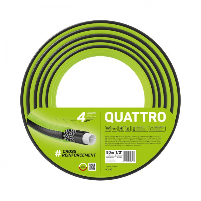 Furtun pentru gradina Cellfast QUATTRO cu 4 straturi, 1 2  , Armat, 50m, protectie UV [1]