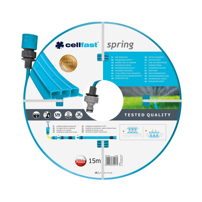 Furtun pentru irigare Cellfast Spring 1 2  , lungime 15m, trei tuburi, duze pentru irigare [1]