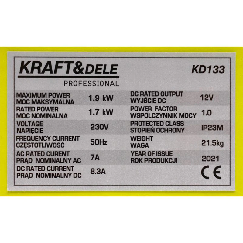 Generator curent insonorizat Kraft&Dele KD133 1900W, 230V, 3CP, 4 timp [8]