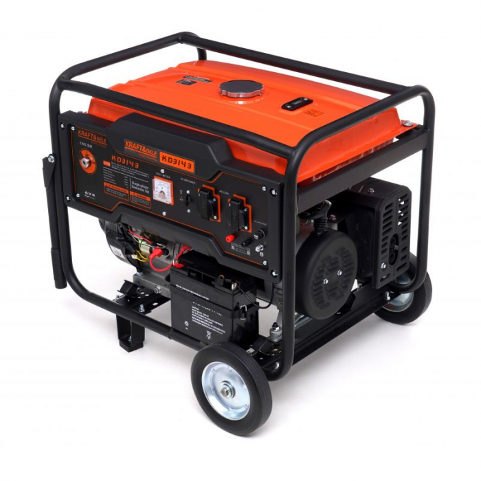 Generator monofazat 6,5 kW / 7 kW, 230V, stabilizator tensiune (AVR), roti transport si pornire la cheie Kraft&Dele KD3143 [2]