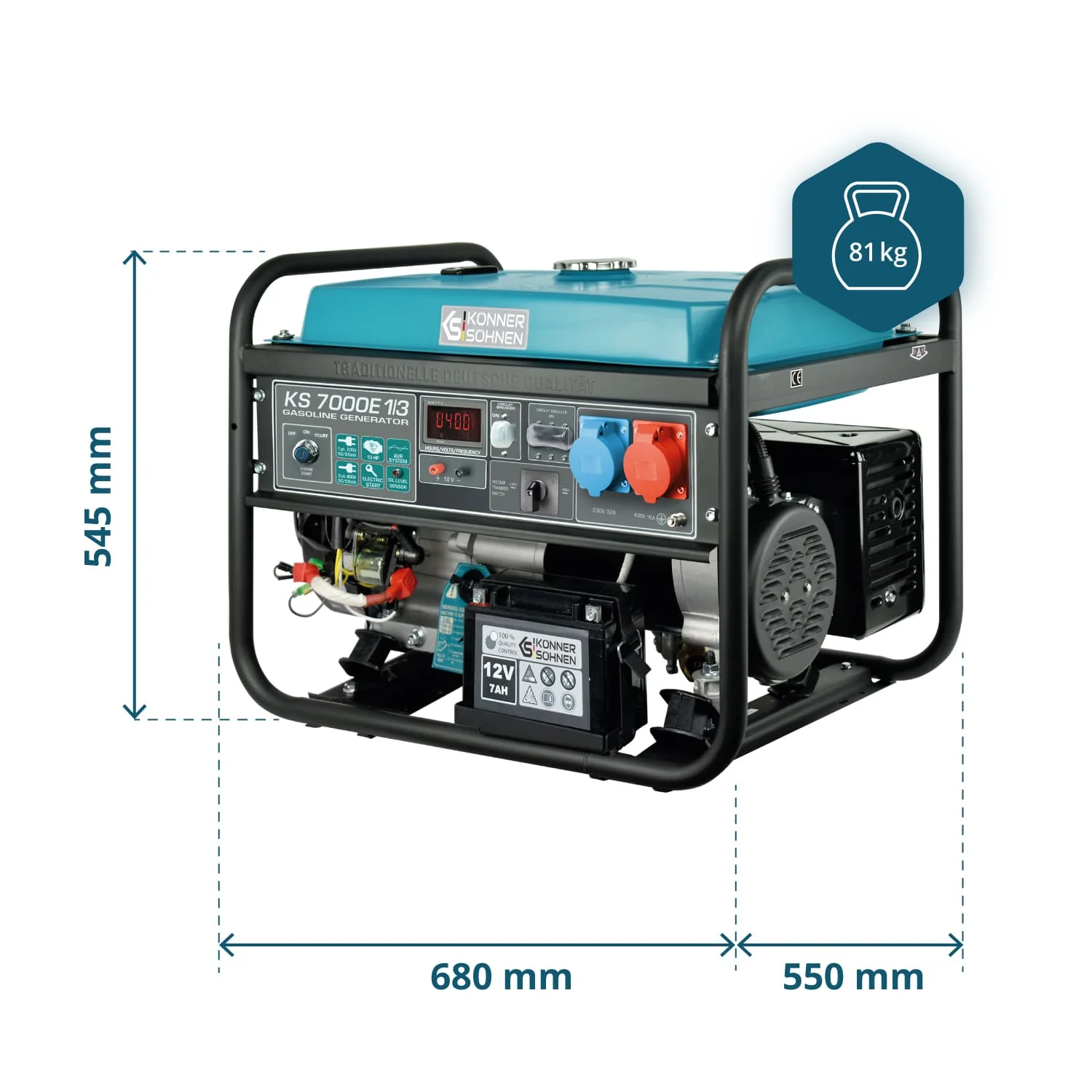 Generator pe benzina, 5,5 kW, monofazat/trifazat, Könner & Söhnen, KS 7000E 1/3 [7]