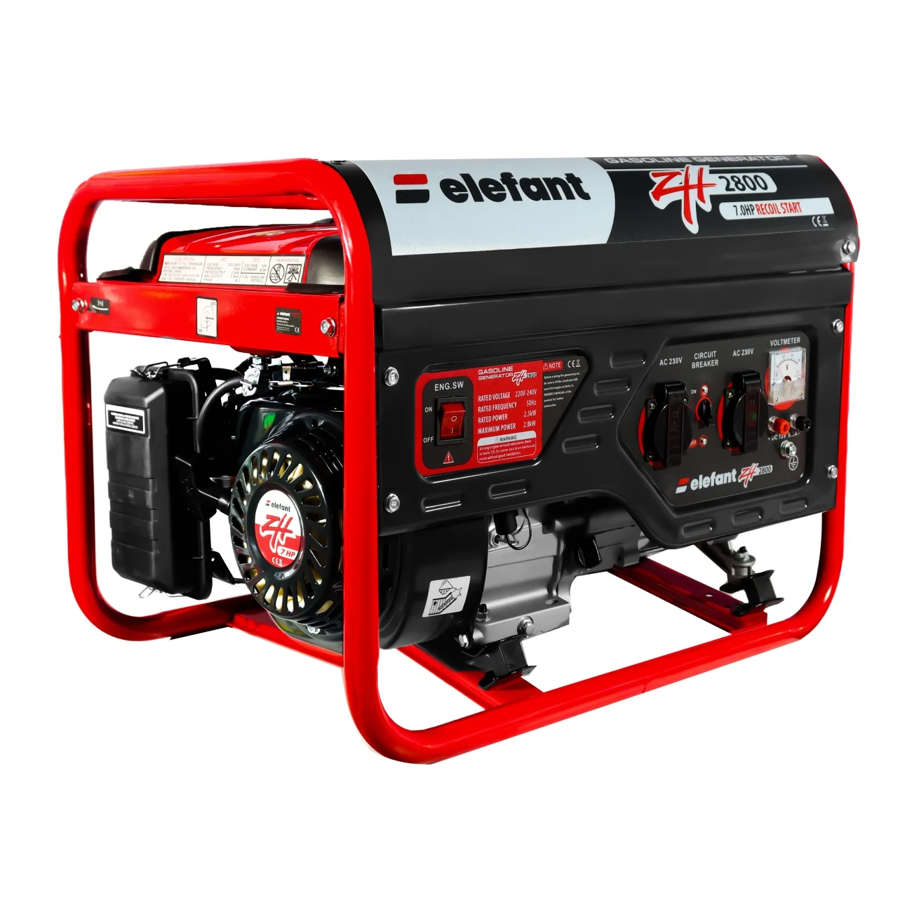 Generator pe benzina ZH2800 ELEFANT, iesire curent 2,8 kW,7 CP, Siguranță de pornire, indicator de benzină, voltmetru, întrerupător de curent [2]