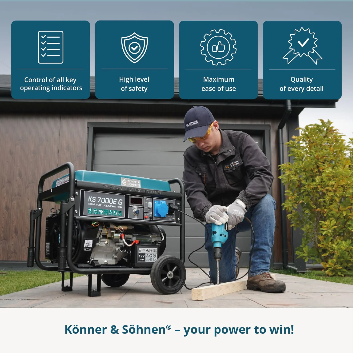 Generator pe gaz/benzina, 5,5 kW, Könner & Söhnen, KS 7000E G [6]