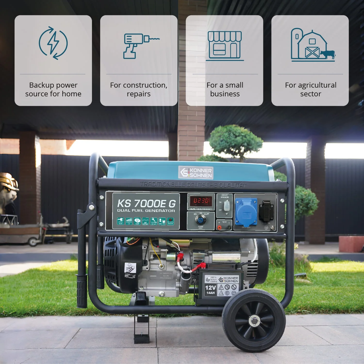 Generator pe gaz/benzina, 5,5 kW, Könner & Söhnen, KS 7000E G [9]