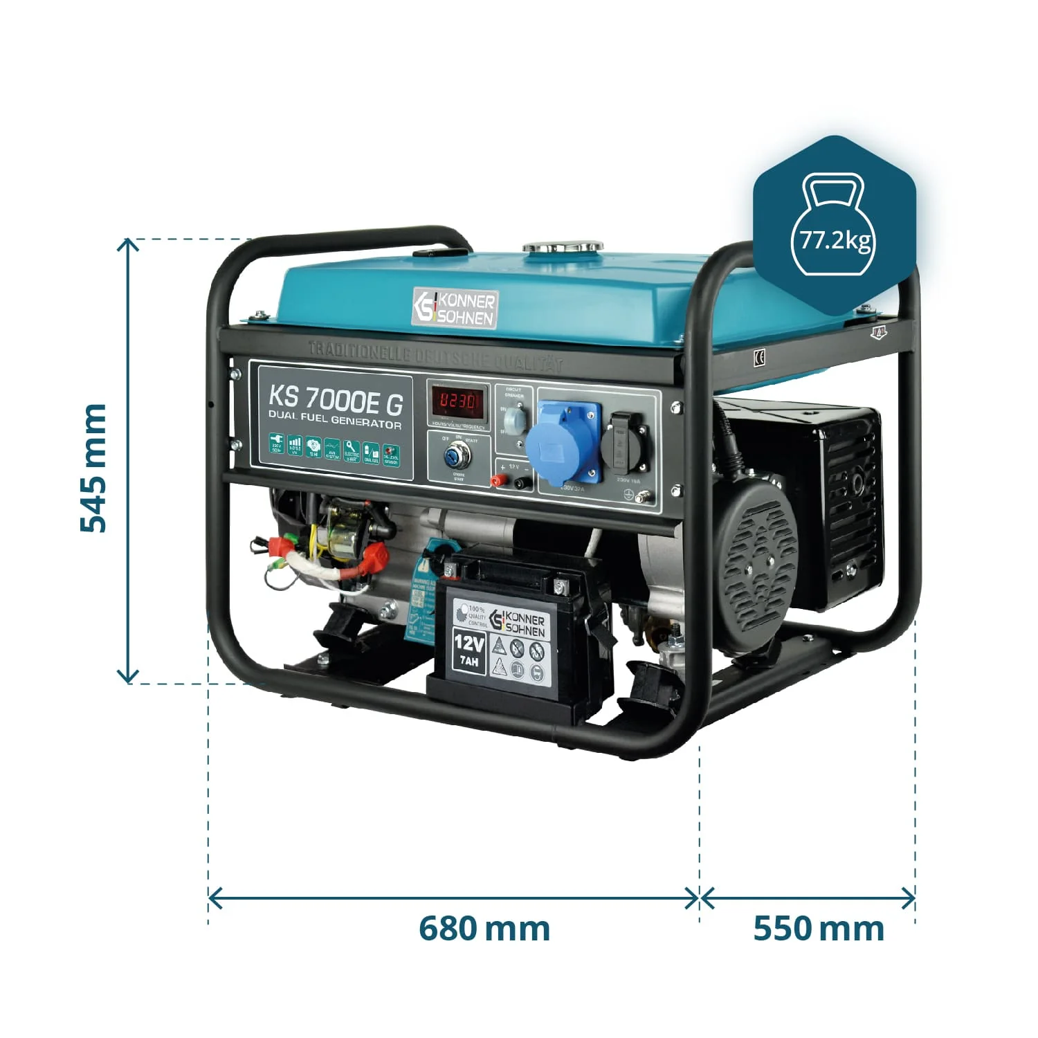 Generator pe gaz/benzina, 5,5 kW, Könner & Söhnen, KS 7000E G [7]