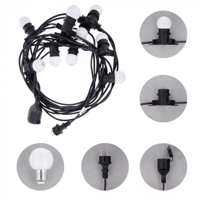 Ghirlanda luminoasa decorativa exterior Forever Light 12m cu 10 becuri LED E27, G45 Alb Roz Albastru IP65 [4]