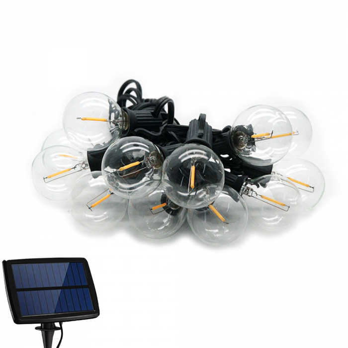 Ghirlanda  luminoasa decorativa exterior Forever Light cu panou solar 5,5m + 10 Becuri LED cu filament E12 G40 IP44 [3]