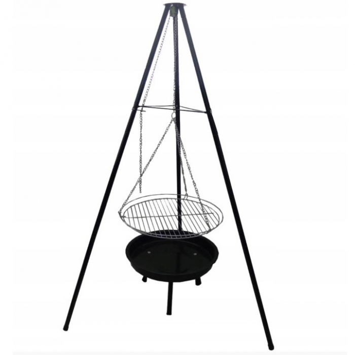 Gratar metalic, cu trepied si tava de gatire suspendata, reglabil, 147x95cm [1]