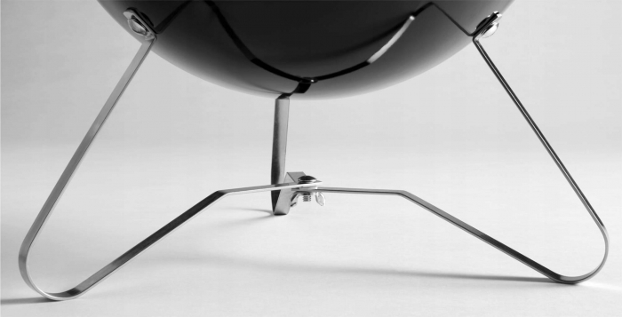Gratar rotund, din otel, cu suport cromat, tava din inox, 43x37cm, negru [3]