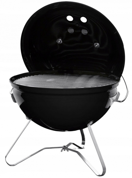 Gratar rotund, din otel, cu suport cromat, tava din inox, 43x37cm, negru [4]