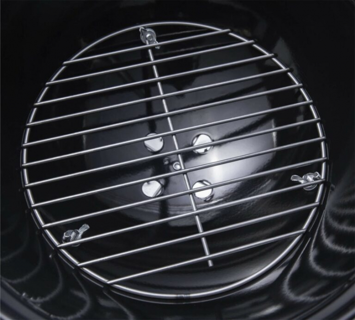 Gratar rotund, din otel, cu suport cromat, tava din inox, 43x37cm, negru [6]