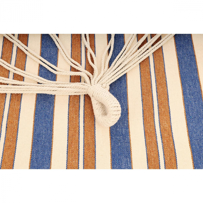 Hamac dublu cu bare din lemn, pentru 2 persoane, bumbac, 150kg, 200x150 cm, albastru si maro [8]