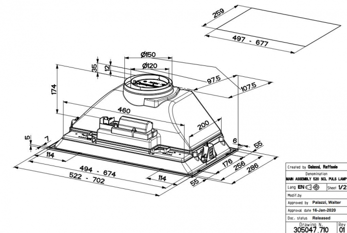 Hota incorporabila Faber INKA SMART C LG A70 305.0599.306, 335 mc/h, filtru aluminiu, 70 cm, Gri [2]