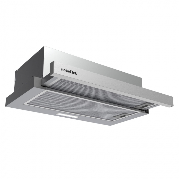 Hota telescopica NobelTek NHO-T6001MX, 1 motor, 2 filtre aluminiu, lampa led, 500m3, 2 trepte de putere, front Inox, culoare Silver [2]
