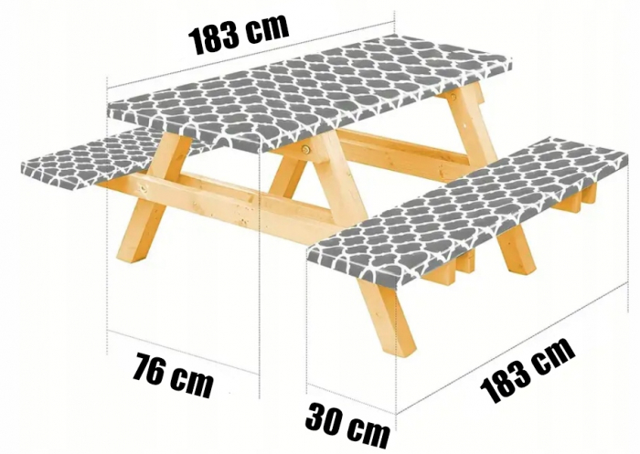 Husa pentru set mobilier gradina, 1 masa si 2 banci, impermeabila, 76x183cm, gri [2]